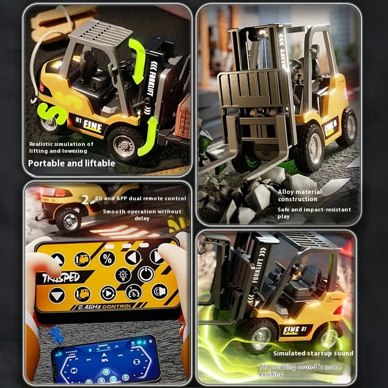 1:64 scale Bluetooth remote control alloy forklift model with accessories