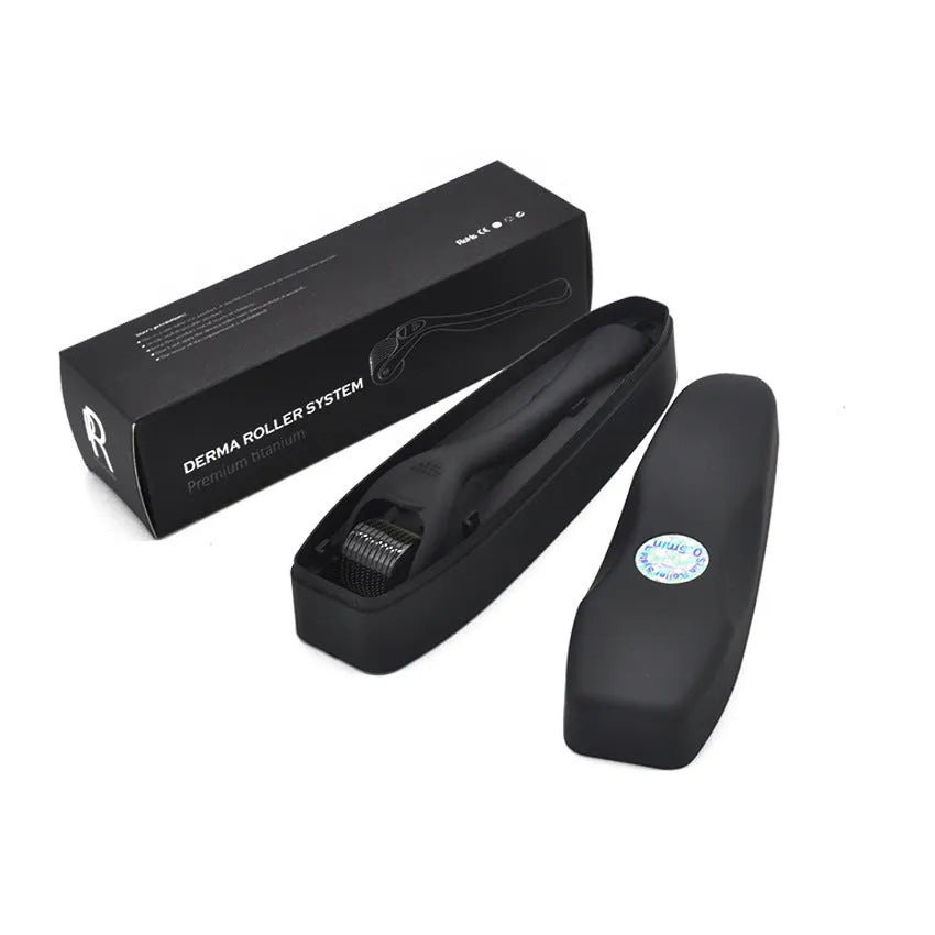 Frosted black titanium alloy beard roller micromedle tool for facial hair growth