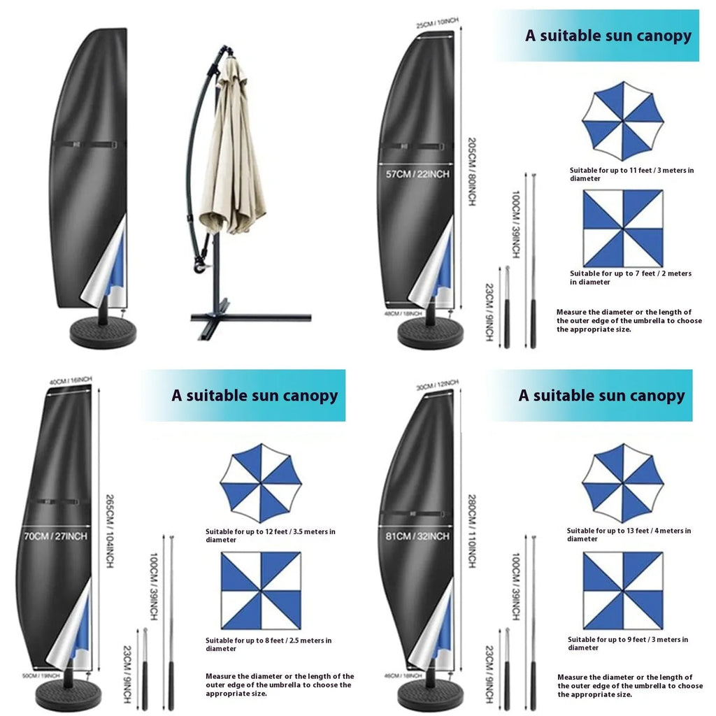 Black Oxford cloth waterproof cover for banana-shaped offset umbrella