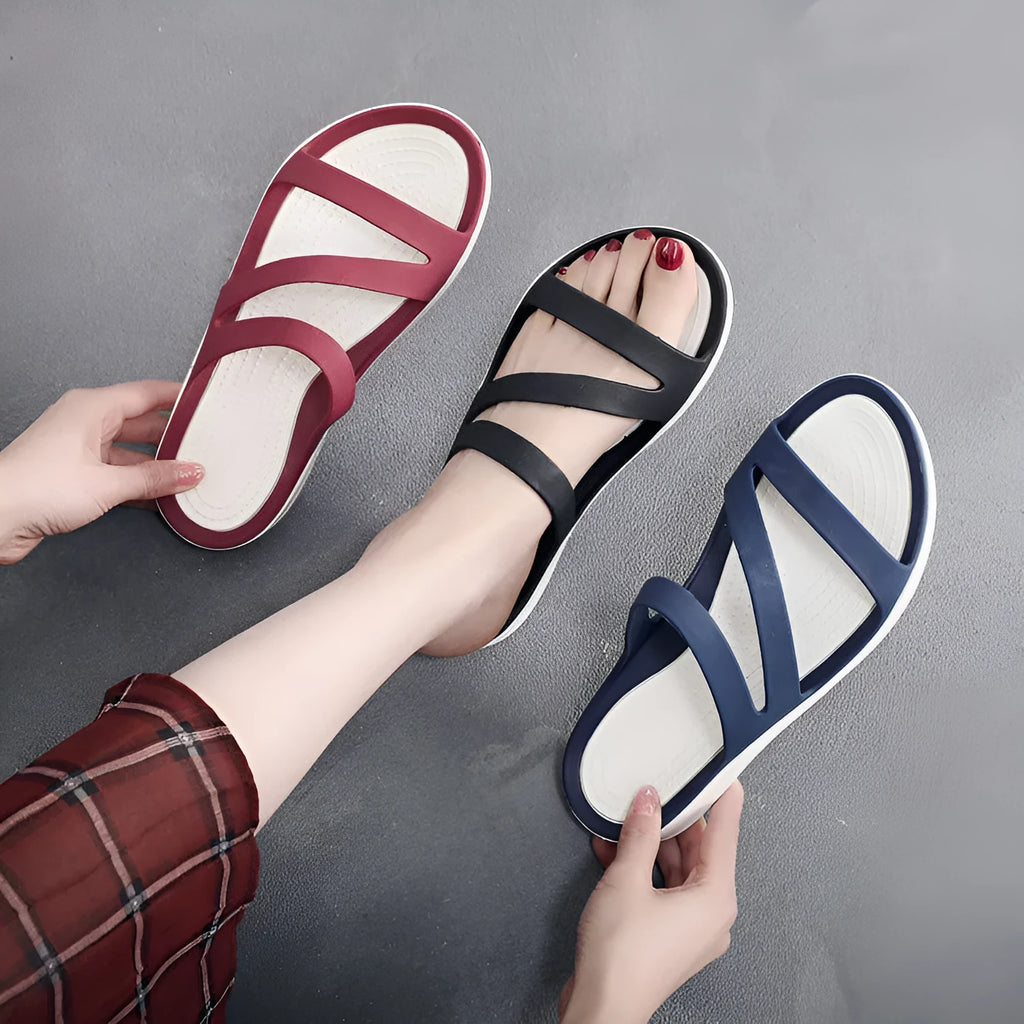 Women's solid colour summer sandals in PP material available in six colours and sizes 36-41