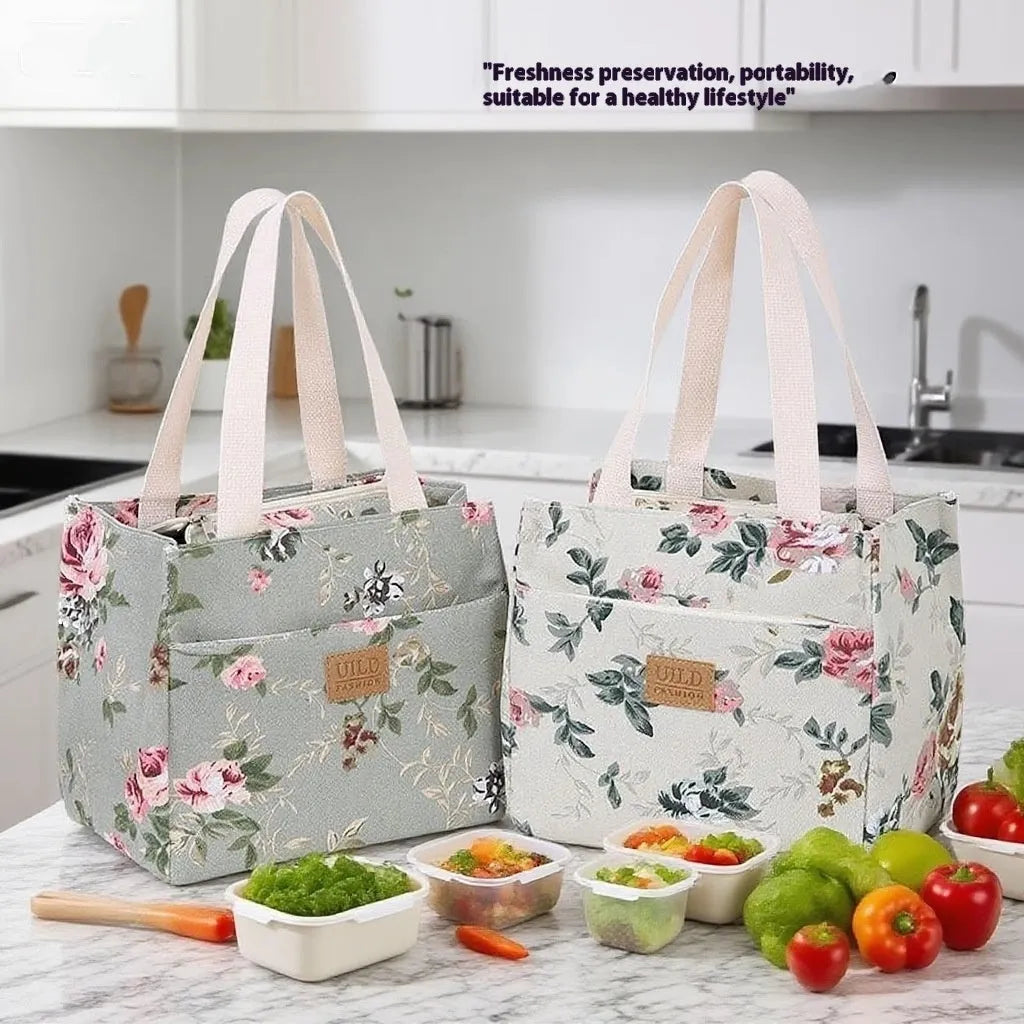 Women's large printed canvas tote bag with aluminium handles in floral and animal patterns