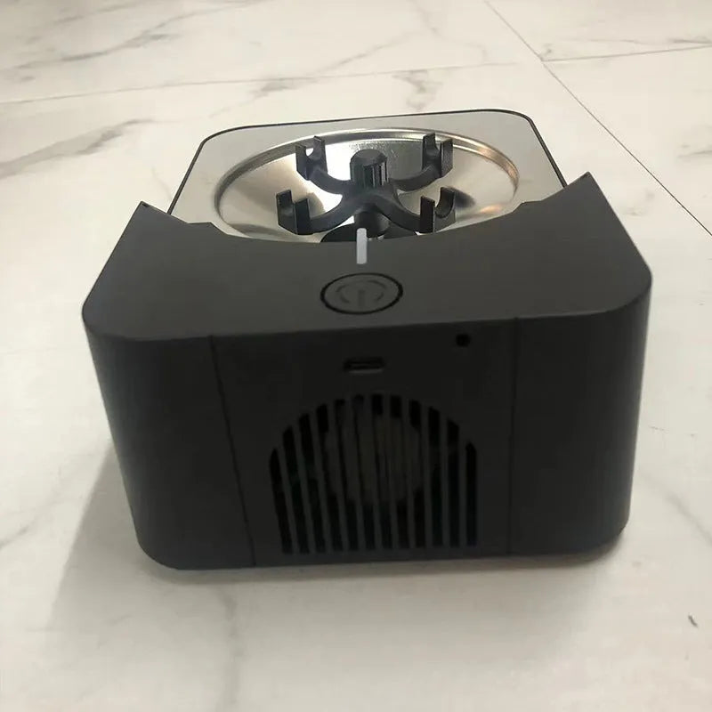 Black plastic desktop ashtray purifier with negative ions and 3-speed control