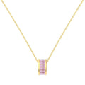 925 silver rectangular zircon necklace with electroplated finish, women's pendant on chain