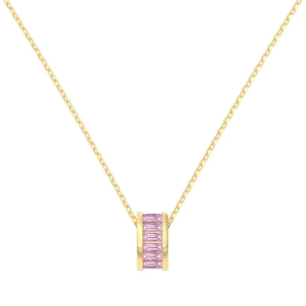925 silver rectangular zircon necklace with electroplated finish, women's pendant on chain