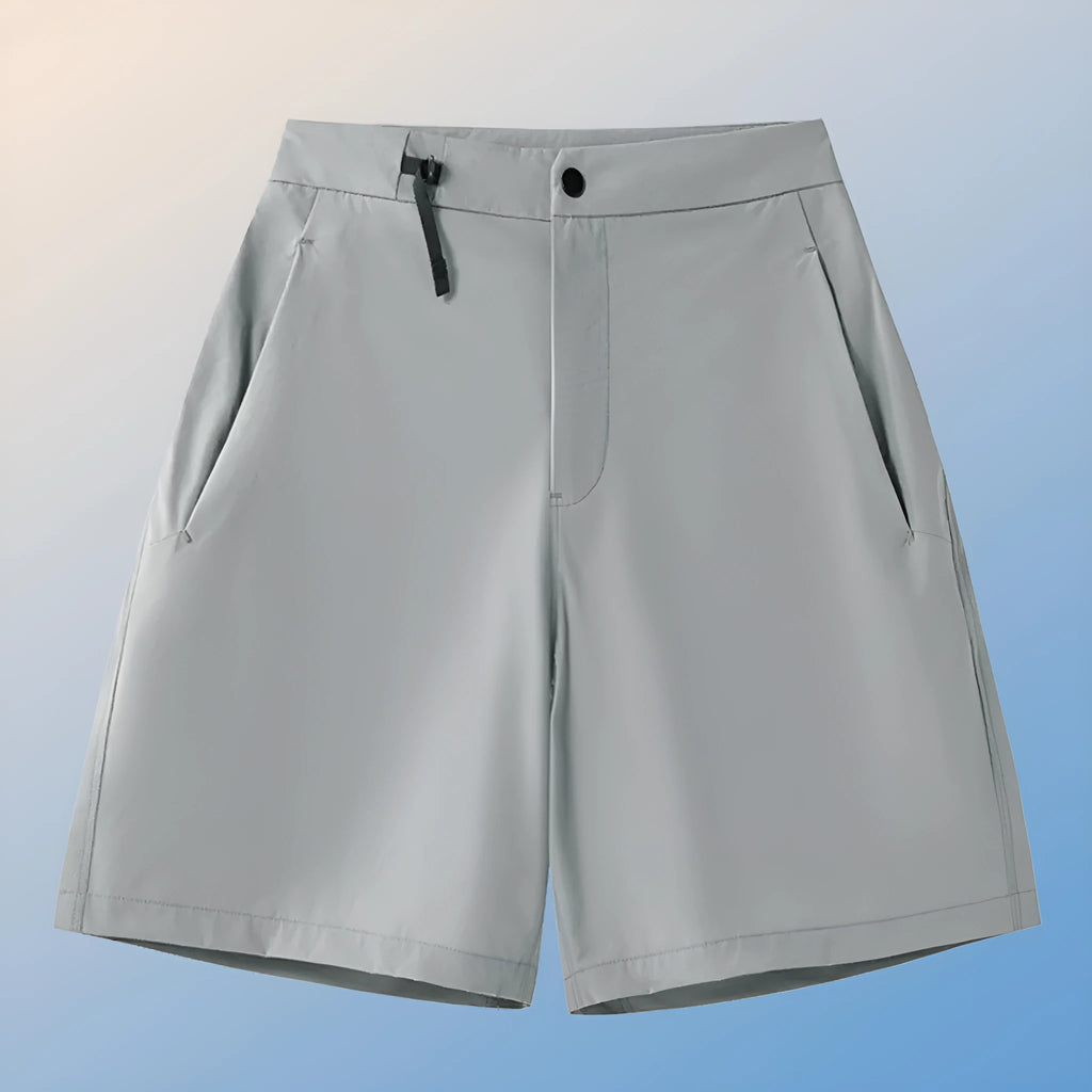Men's quick-drying sports shorts in a solid colour with elastic waistband and 3D cut leg.