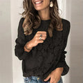 Women's hollow lace street shirt in medium length with zipper detailing and loose fit