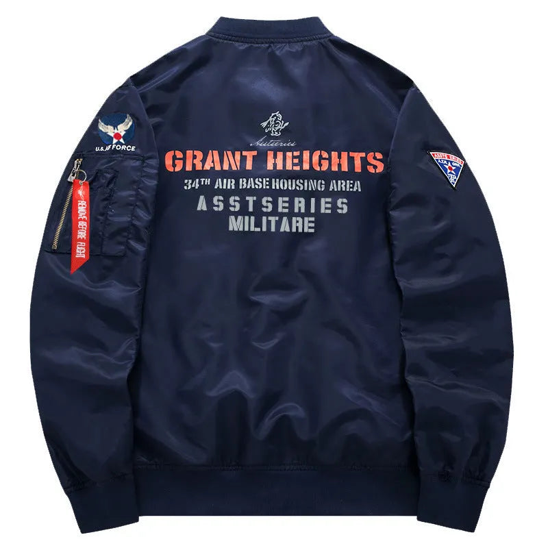 Men's casual embroidered jacket in cotton with non-iron finish, zip front, no collar, available in black blue green sizes S-4XL