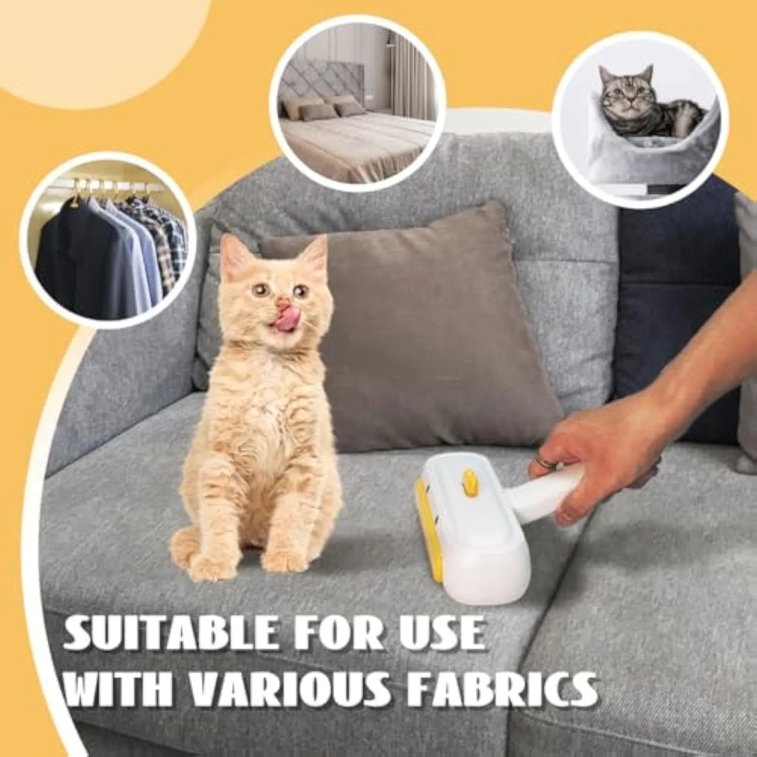 Yellow duck design portable pet hair remover with plastic body and bristles