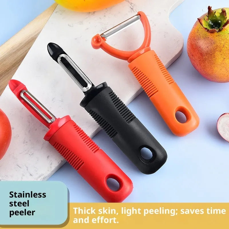 Set of three stainless steel fruit and vegetable peelers with 420J2 blades in modern simple design