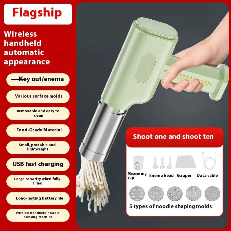 Cyan wireless handheld noodle press with ABS stainless steel body and 200g capacity