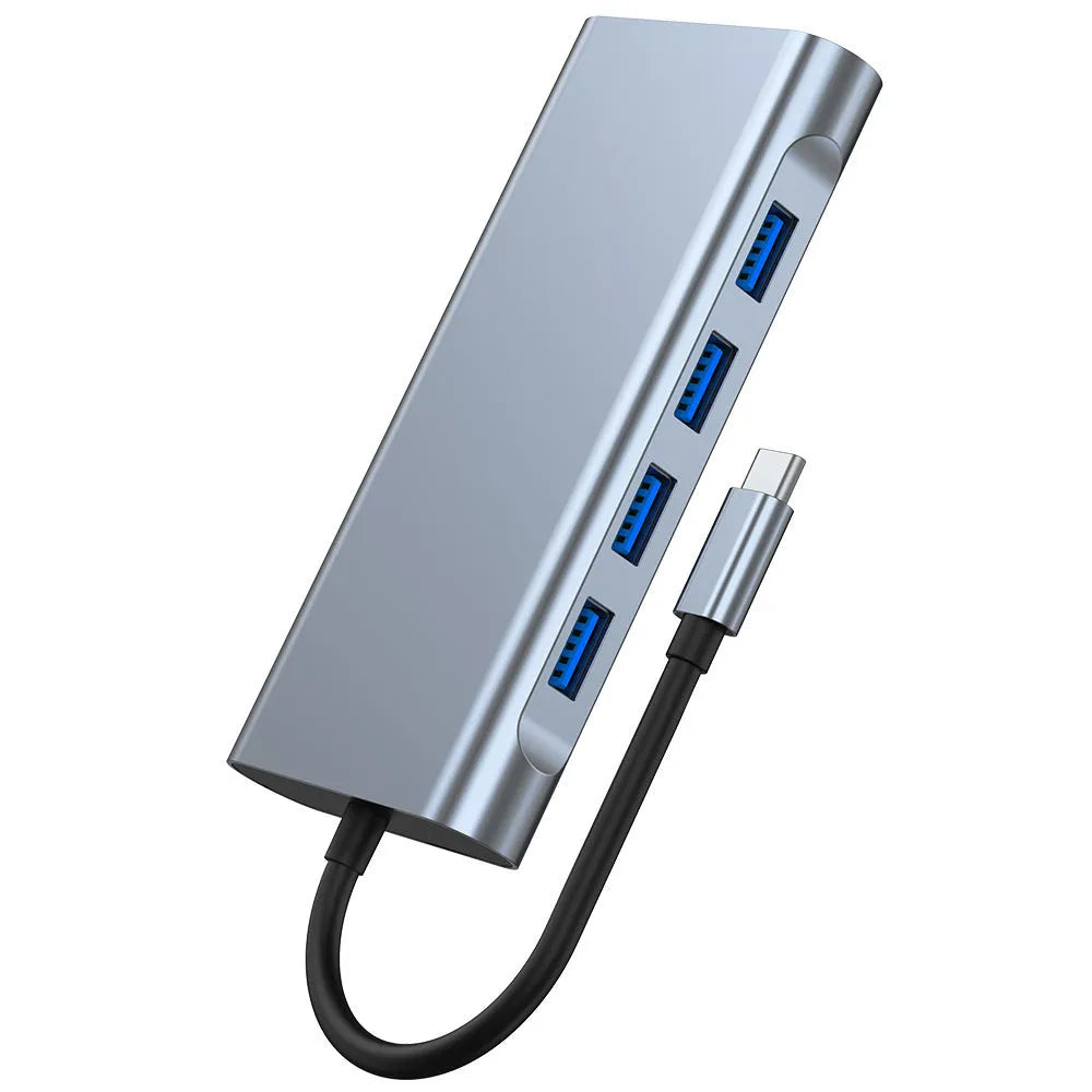 11-in-1 USB-C hub docking station with HDMI, VGA, audio, RJ45, USB 3.0, SD, TF, and PD ports