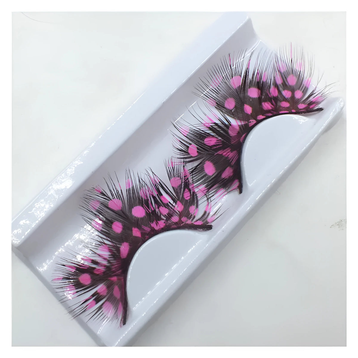 Handmade two-colour feather false eyelashes, one pair, feather model style for eye make-up