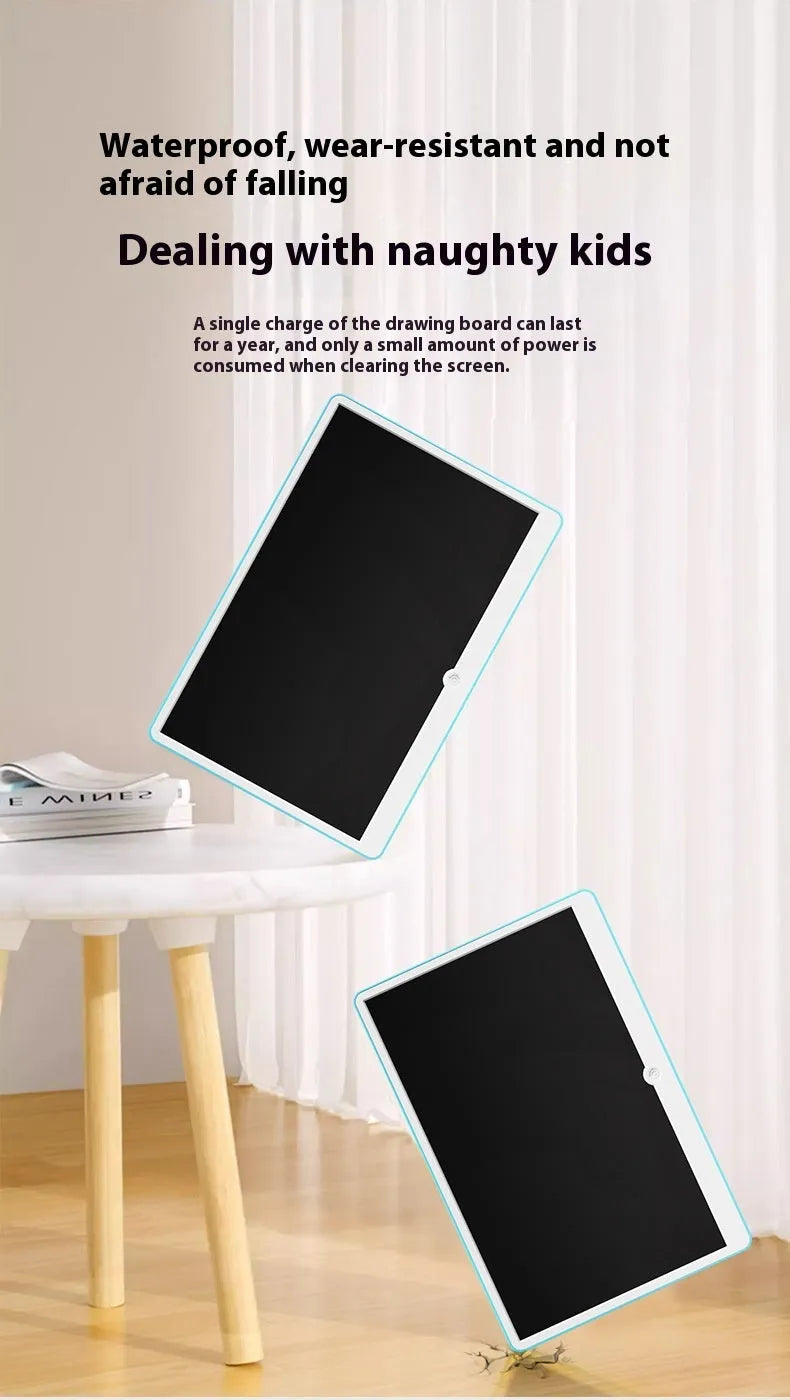 19-inch LCD children's drawing board with rechargeable operation and blue/white display