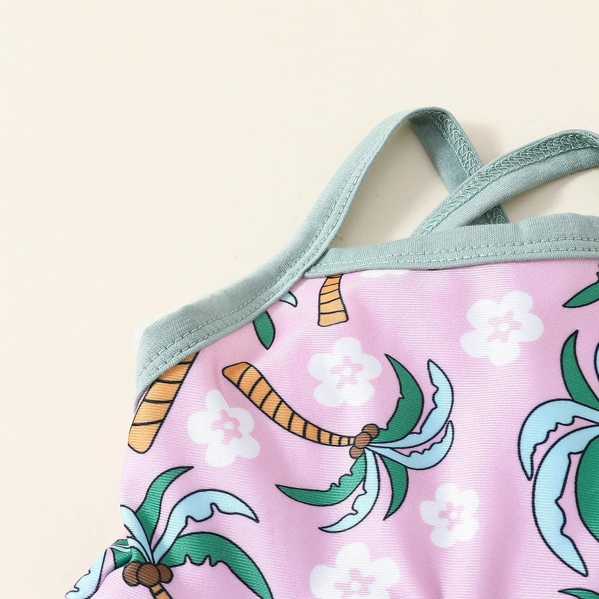 White children's two-piece swimsuit set with shirt and beach shorts for toddlers.