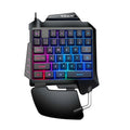 Black left-hand gaming keyboard with throne converter design showing multimedia keys and integrated wrist rest