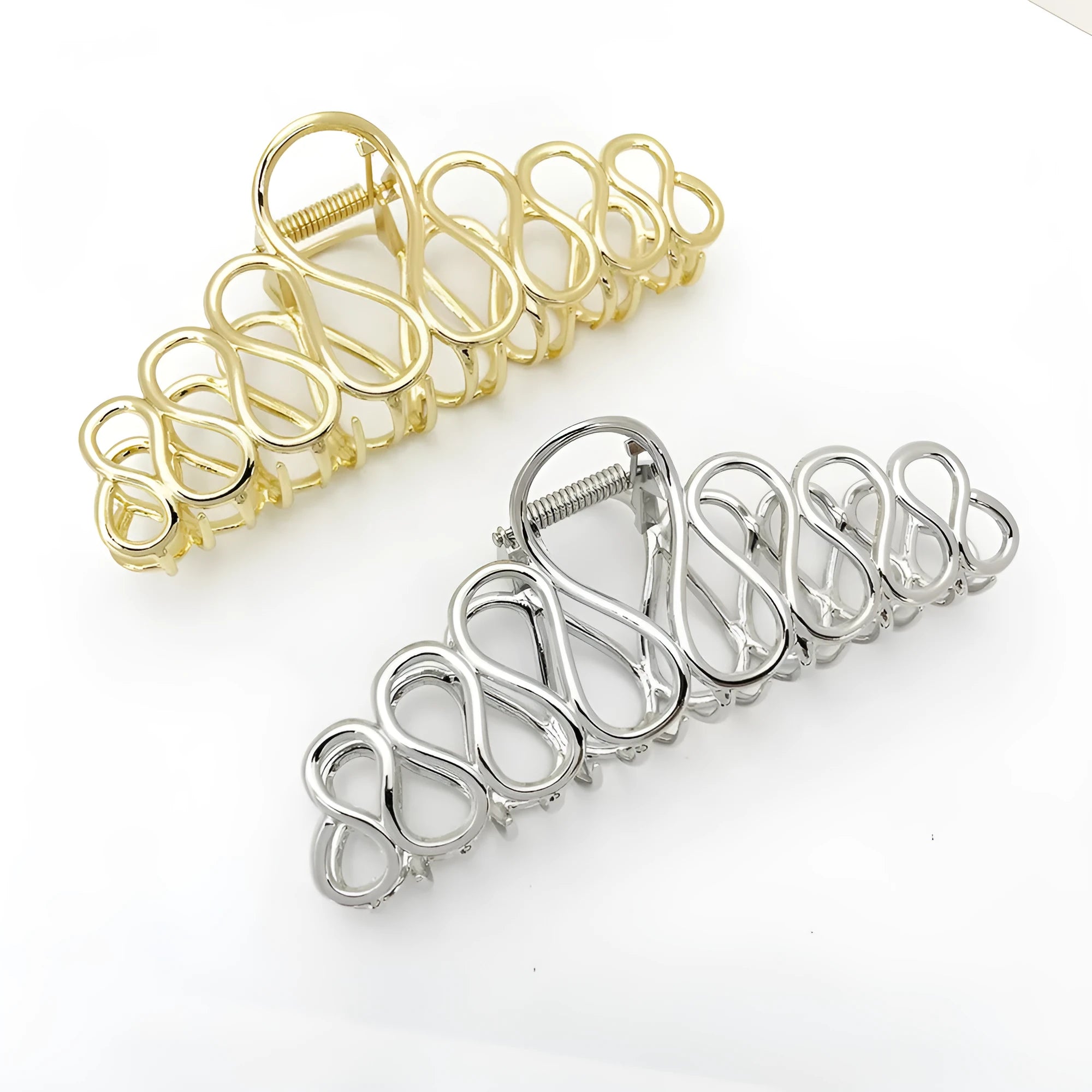 Gold and silver minimalist large hair clip with tassel for thick hair updos