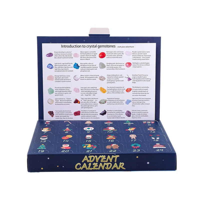 Christmas doll countdown calendar advent crystal stone mine blind box in rough stone style with stone toy material