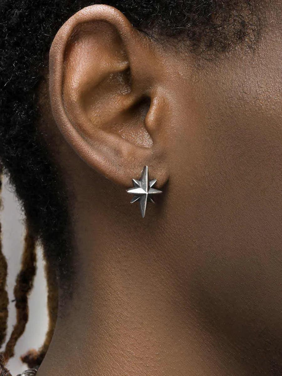 925 silver old stereo earrings with music note design, approximately 12mm wide and 18mm tall