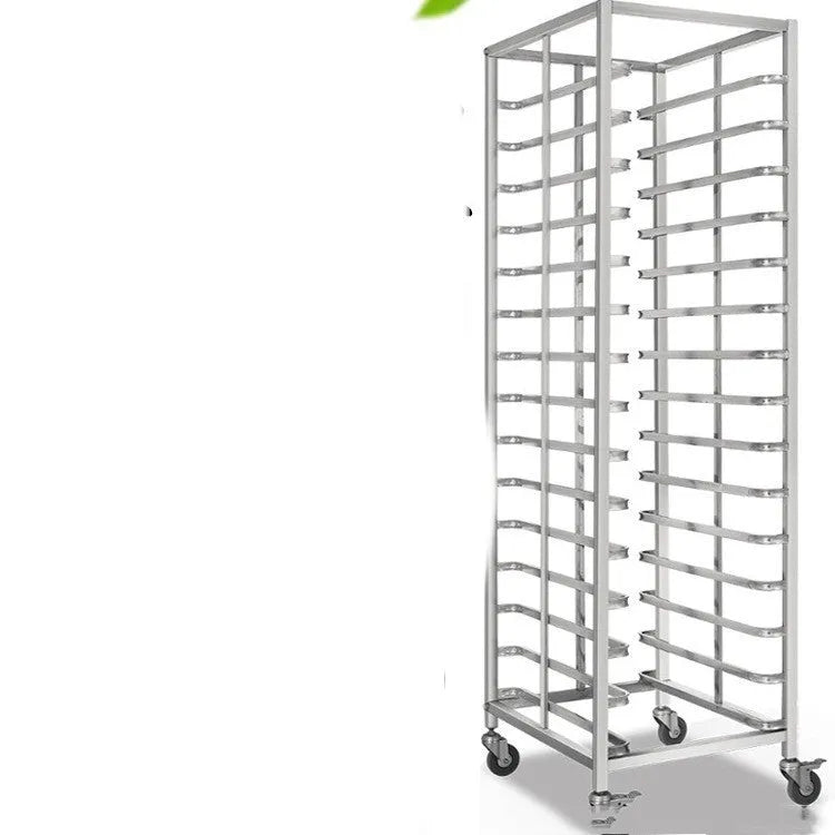 Stainless steel six-layer baking tray rack with lock feature for commercial kitchen use