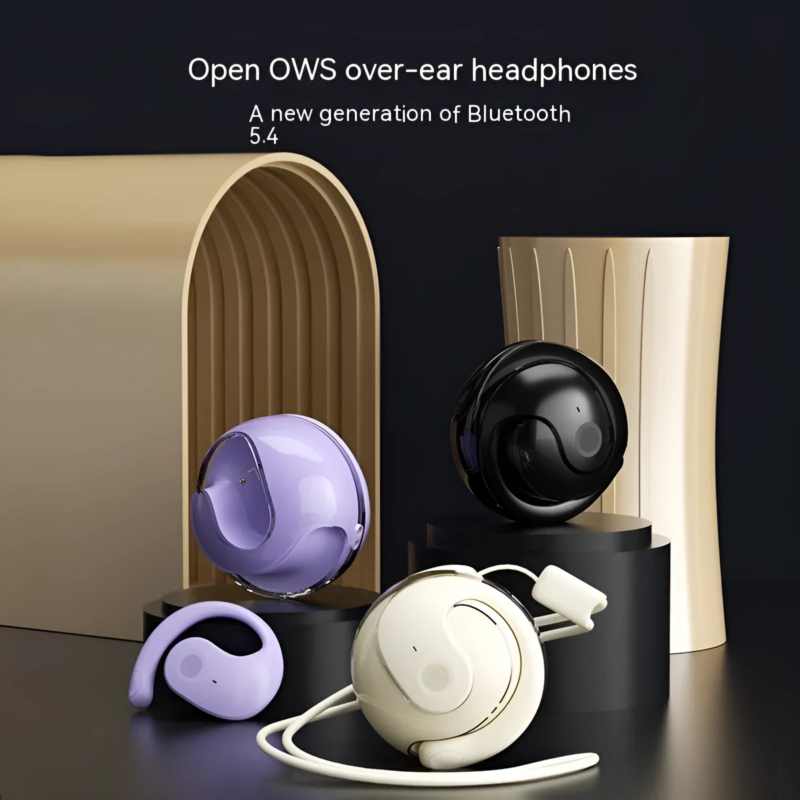 Small Coconut Ball non-in-ear Bluetooth sports headset in black with ear hook fitting