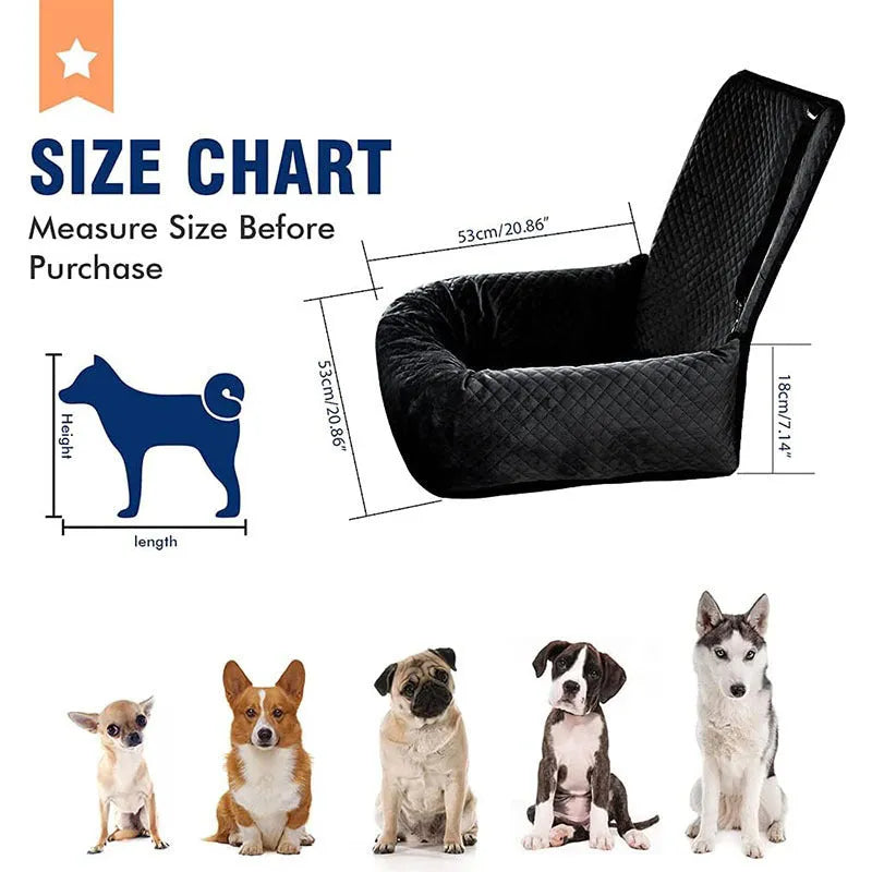 Black breathable pet car hanging bag with waterproof seat cushion for dogs