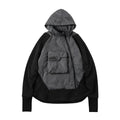 Men's loose hooded fleece jacket in black with trend stitching, cotton construction, available in sizes M to XXL
