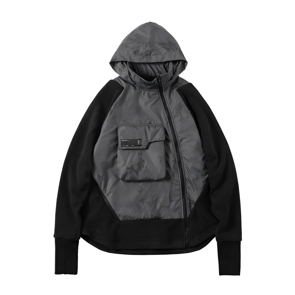 Men's loose hooded fleece jacket in black with trend stitching, cotton construction, available in sizes M to XXL