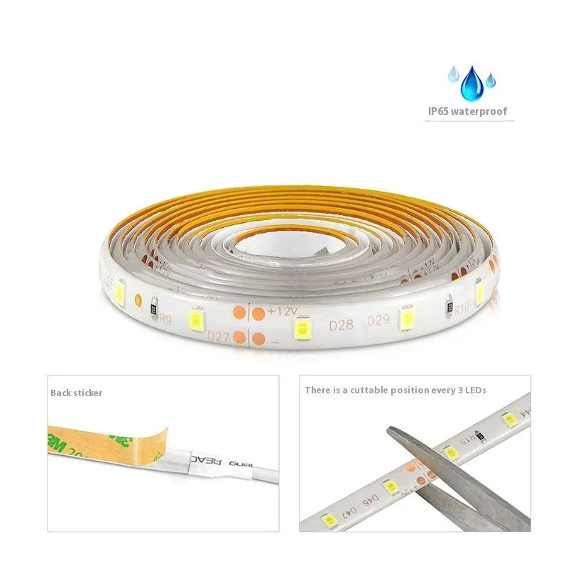 Hand sweep induction LED light strip set indoor 12V waterproof 60 LEDs 1-5m
