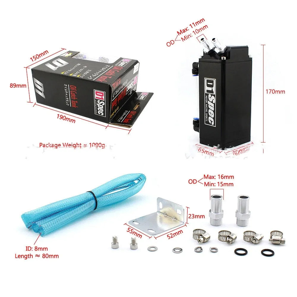 Car modification oil catch tank in spray can design showing colour options