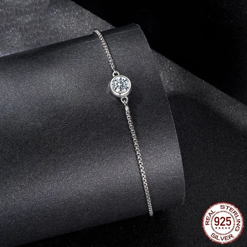 D-colour bright classic moissanite bracelet 925 sterling silver electroplated finish