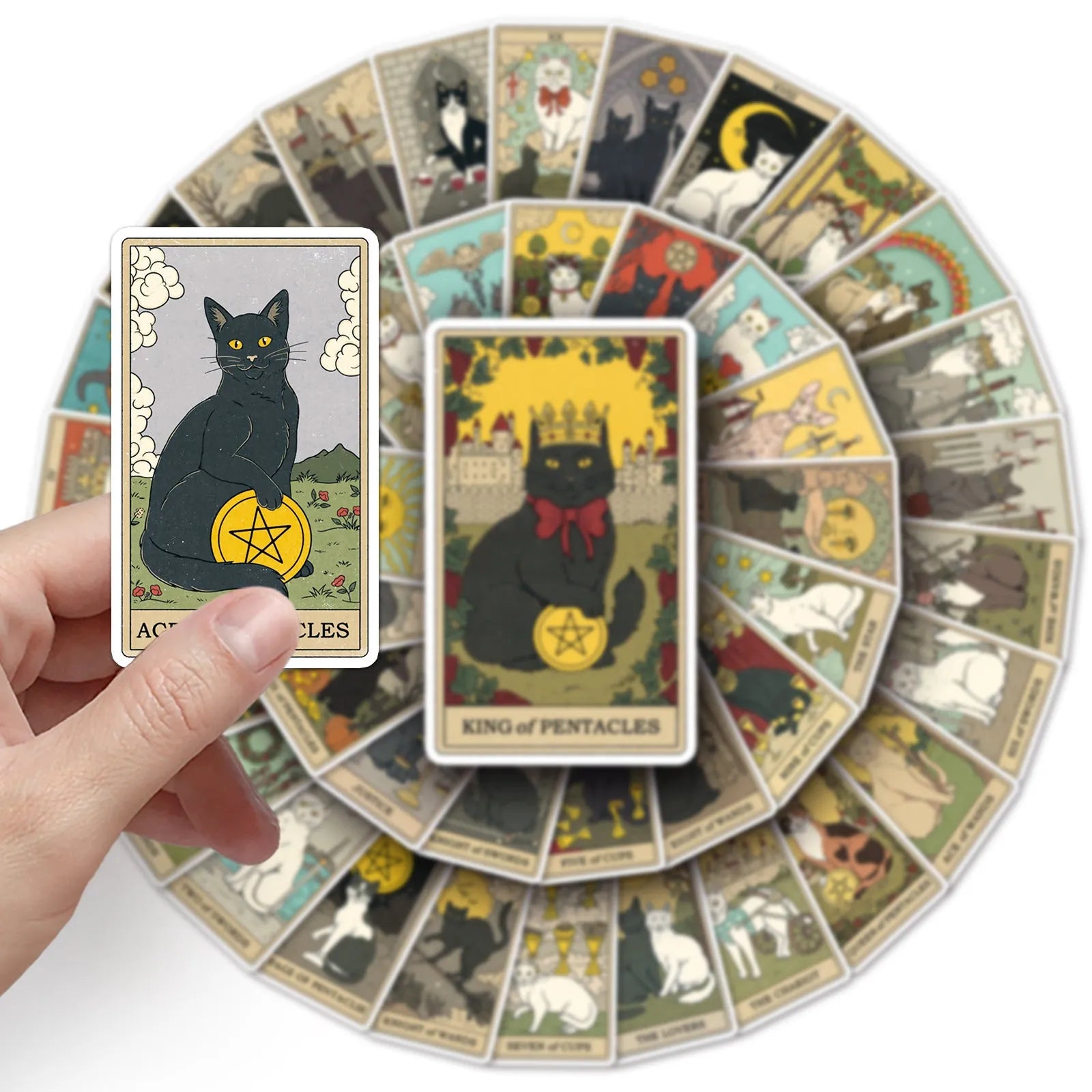 78-piece waterproof luggage sticker set with tarot card graffiti designs in cute style