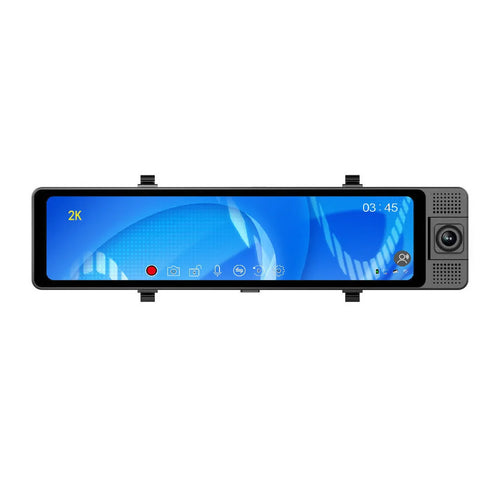 12-inch car rearview mirror driving recorder with touchscreen and triple-lens 2K recording system