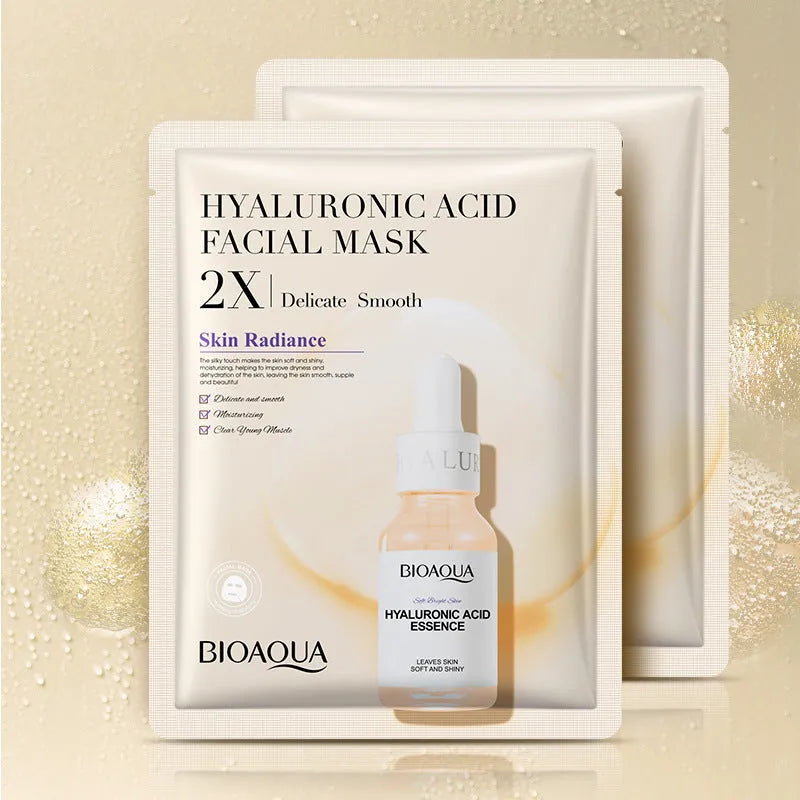 Single-use collagen and hyaluronic acid gel sheet facial mask for skin moisturising and firming.