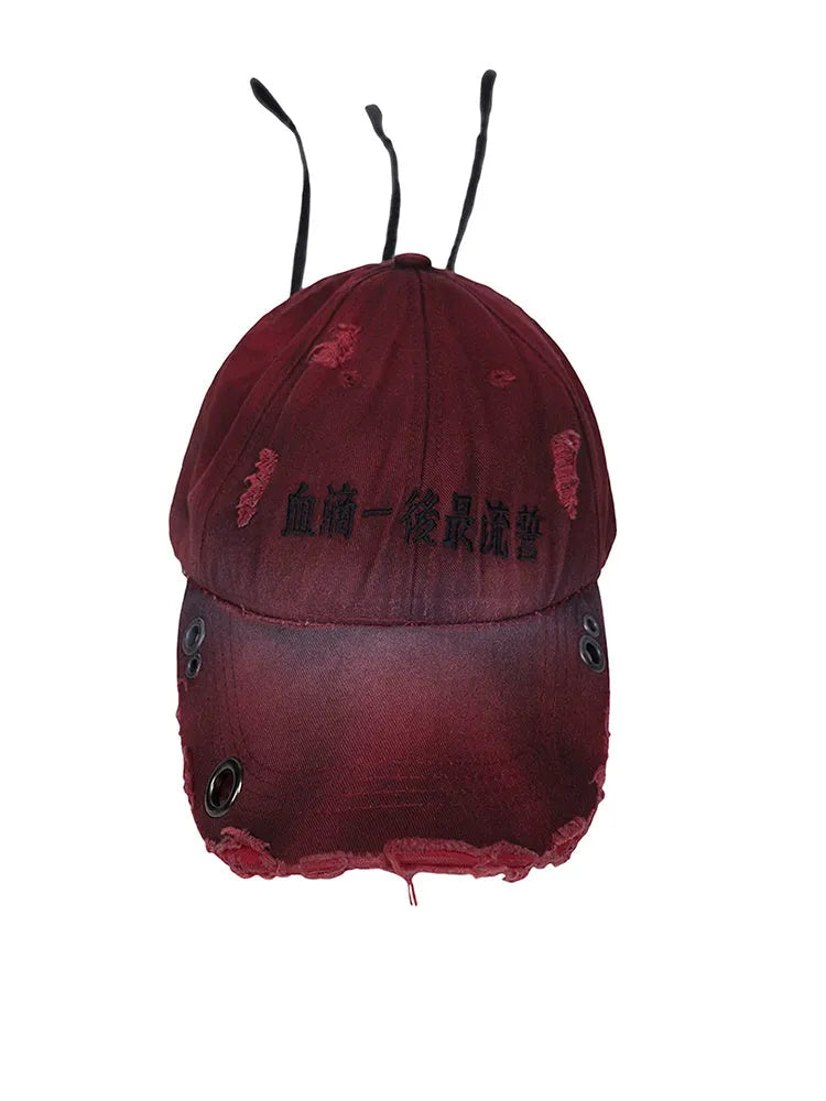 Rose red cotton peaked cap with adjustable back for spray painting protection