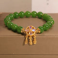 Green Jasper bracelet for women with crystal four-leaf clover dream catcher pendant