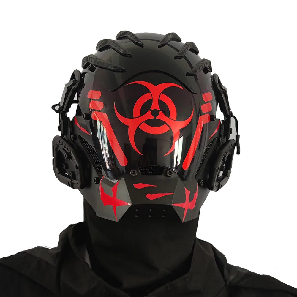 Black bioweapon tech full face prop mask helmet for costume events