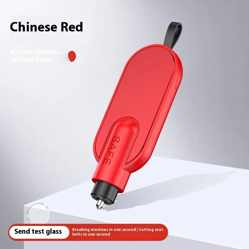 Two-in-one emergency safety hammer in A3 Black, with ABS aluminium alloy construction, window breaker point and seatbelt cutter