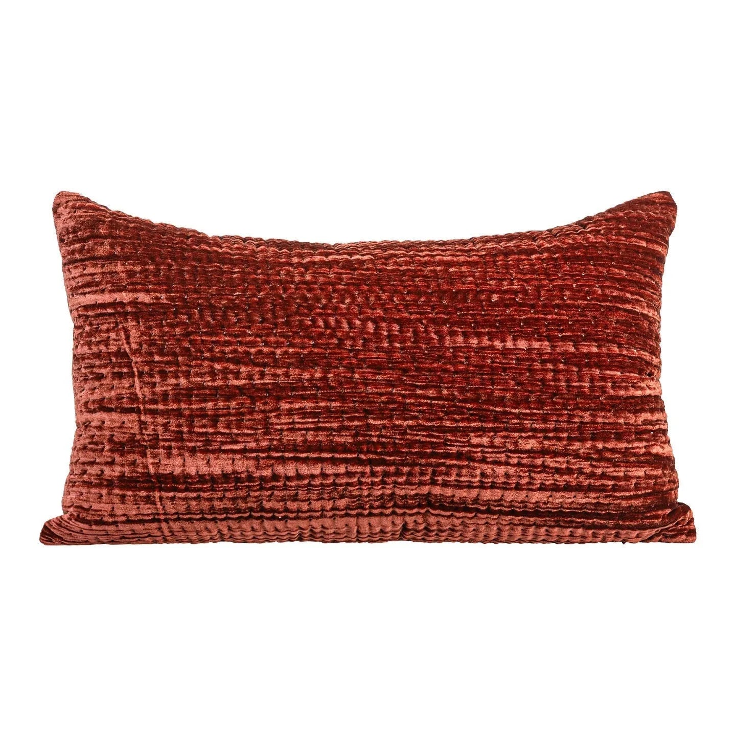 Antique style quilted cushion pillow with mercerised velvet embossing in green, red, mocha, and orange colour options