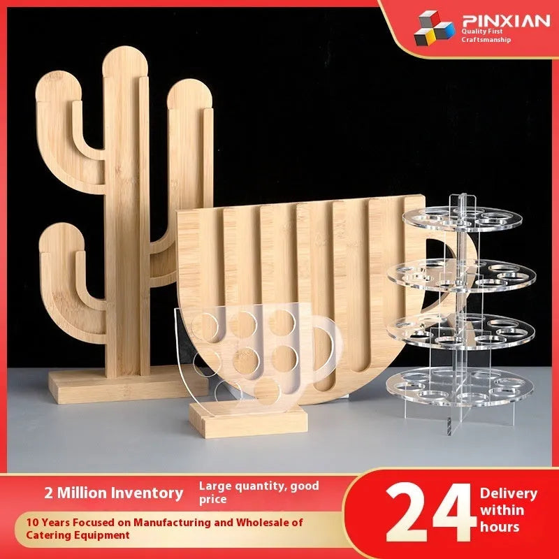 Rotatable acrylic coffee capsule storage rack in S M L sizes with solid colour pattern and pad glaze finish