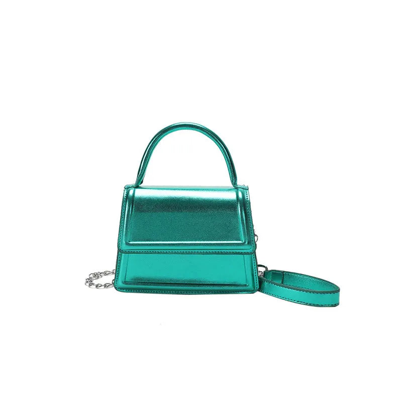 PU leather retro crossbody shoulder bag in horizontal square shape with sewing line details