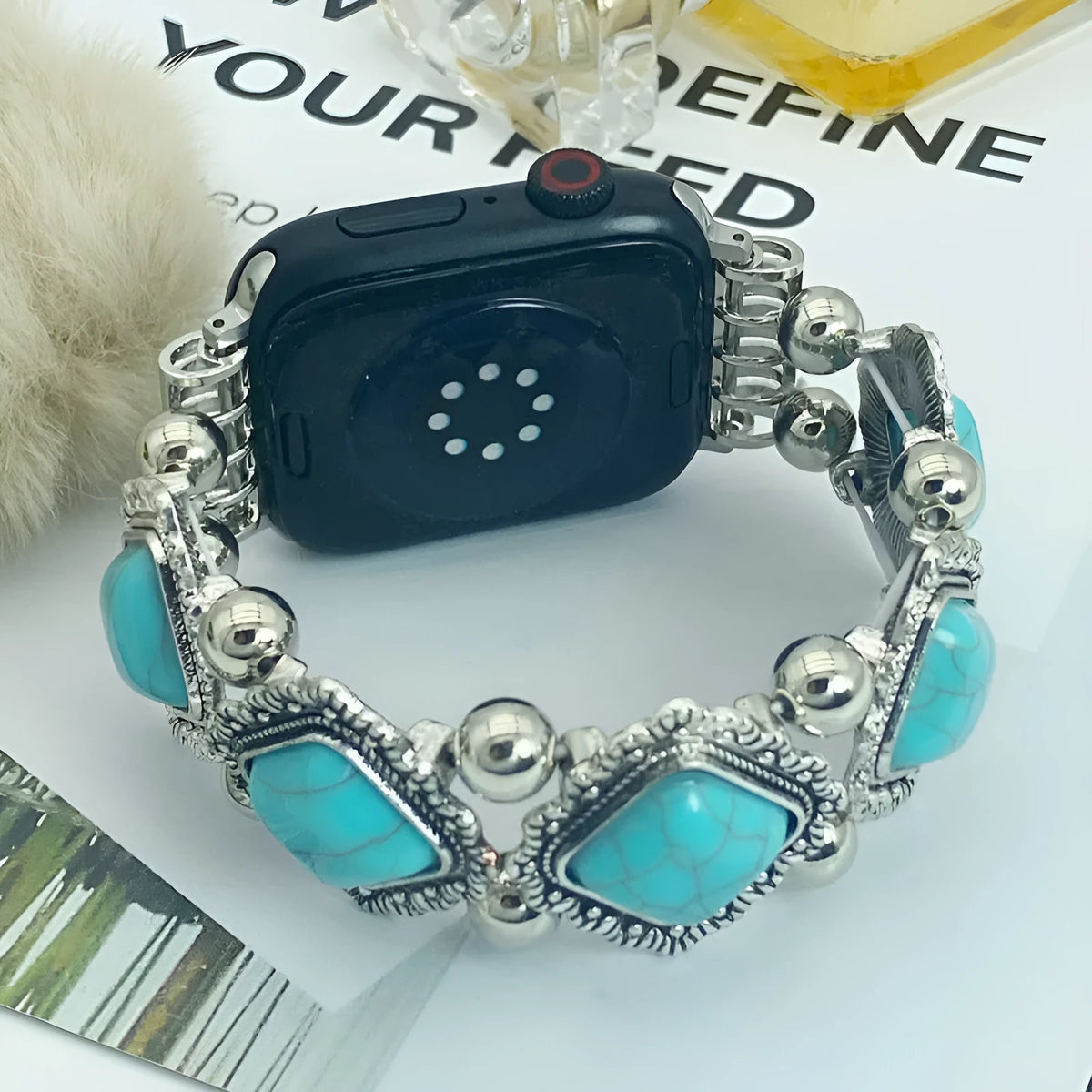 Bohemian turquoise smart watch strap for 38mm to 49mm watches, 15cm length, fashion style