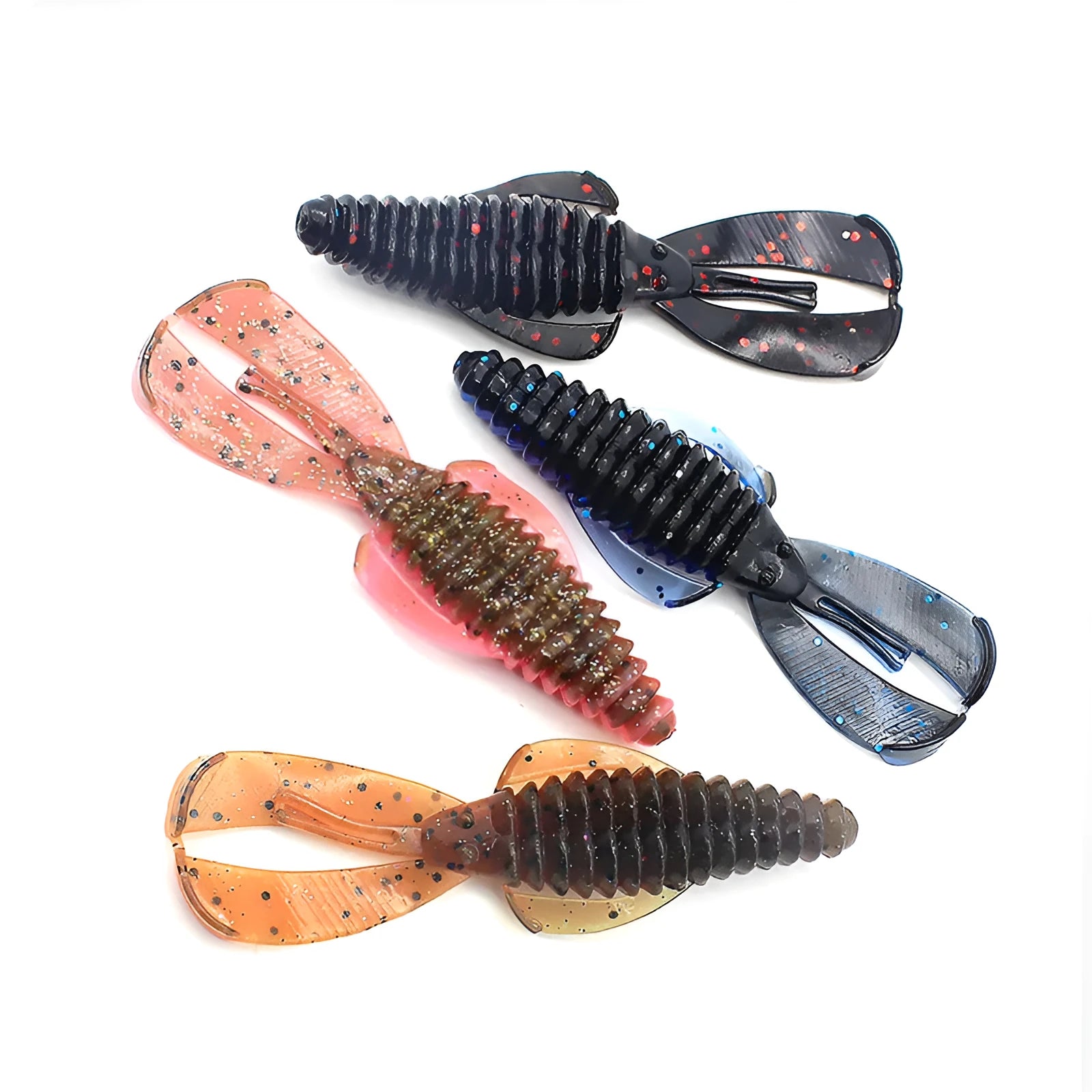 PVC soft bait fishing lure in assorted colours, shown in 8cm and 12cm lengths.