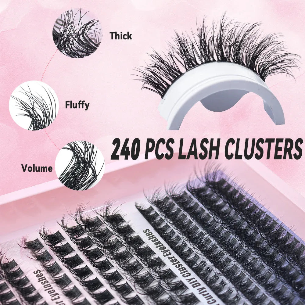 Mixed bundle of five different messy style false eyelashes in varied densities from 30D to 120D