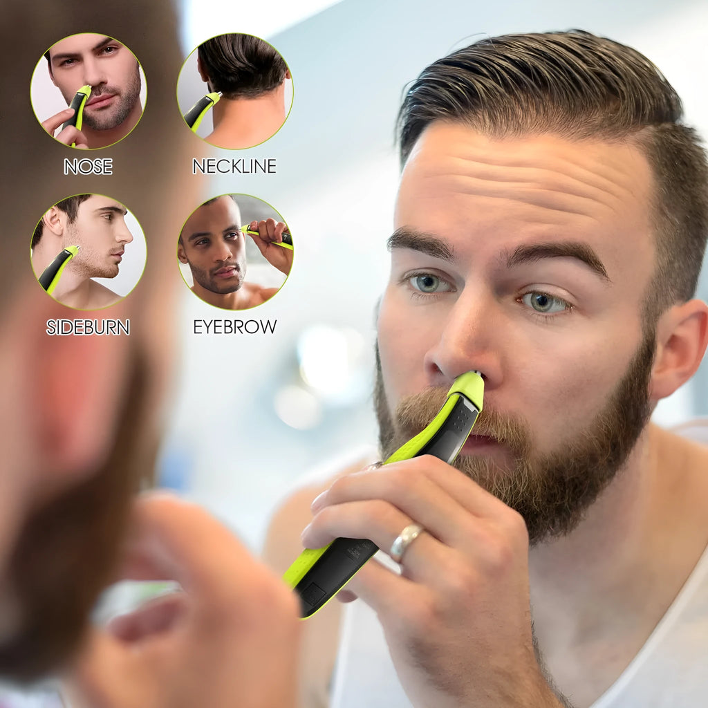 Green replacement cutter head for Philips pogonotomy shaver, made of ABS and stainless steel, for nose hair trimming