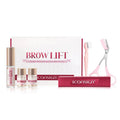 Pink eyebrow perm set with ironing tools for brow straightening and keratin styling treatments