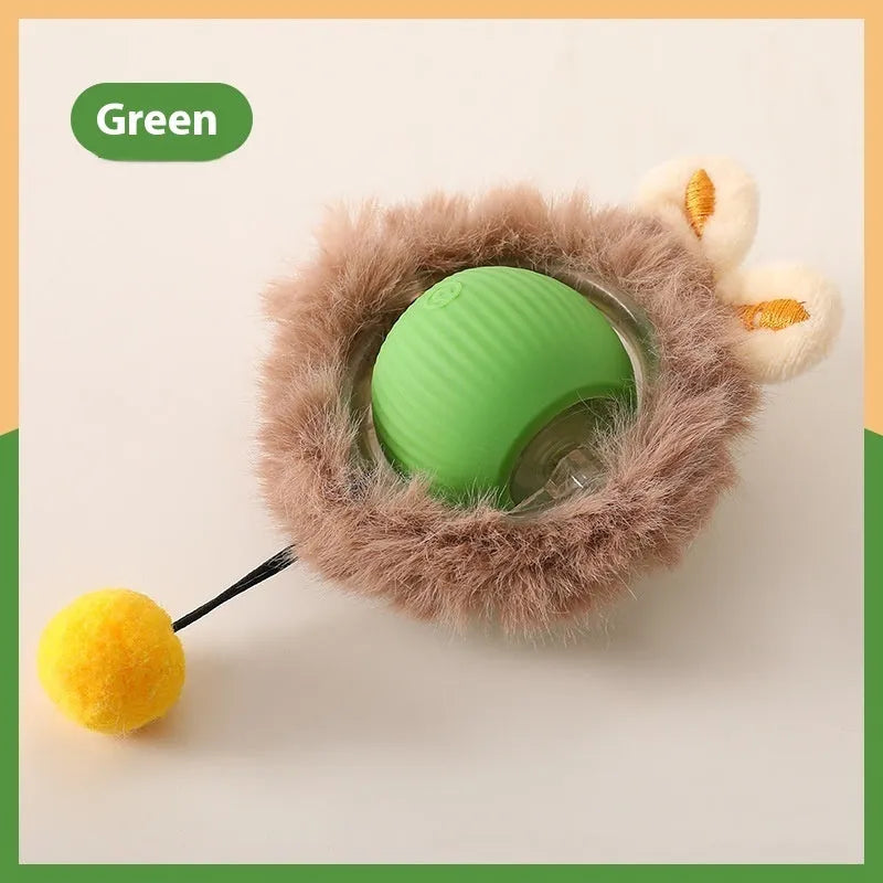 Self-hi funny cat rolling ball toy in silicone with grey green red colour options