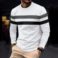 Men's casual round neck long sleeve t-shirt in loose fit, cotton blend fabric, six colour options including black and white