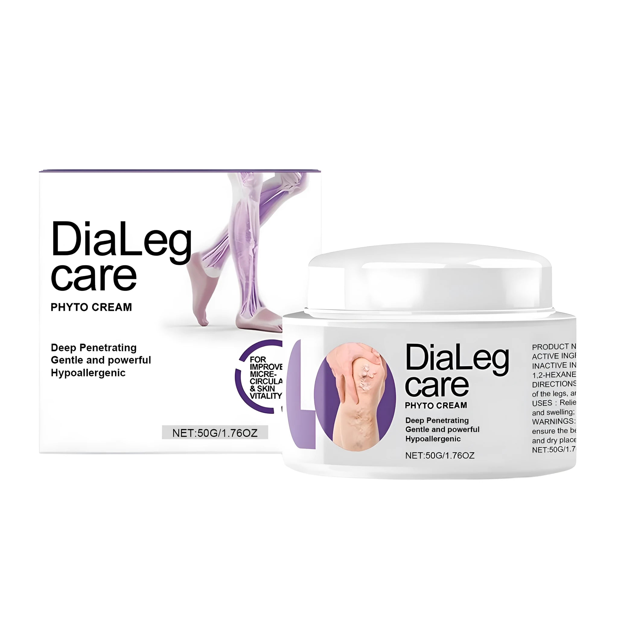50g tube of varicose vein care cream with mint leaves and shea butter active ingredients.