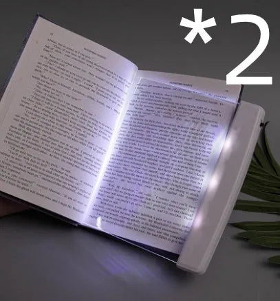 Dimmable LED panel book reading lamp with PMMA acrylic, two-level brightness, 17.6 cm wide, for bedside night reading