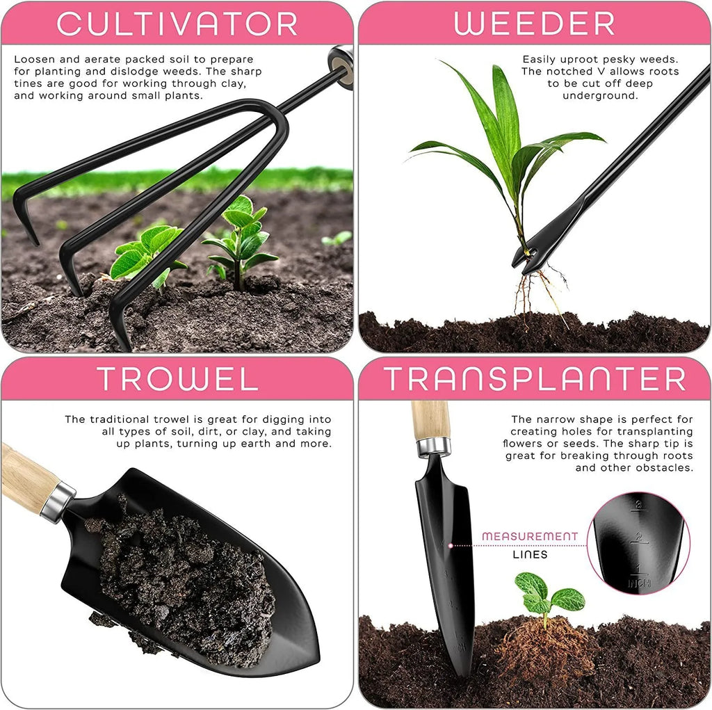 Eight-piece stainless steel gardening tools set CG2001 for garden maintenance